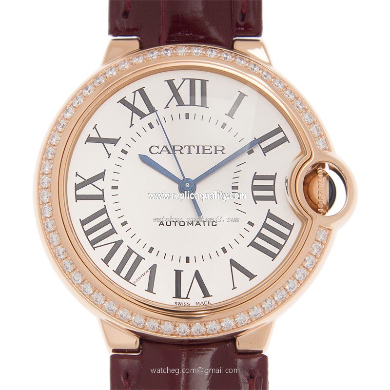 Cartier BALLON BLEU WJBB0034 Automatic 18kt Rose Gold & Diamonds Silver