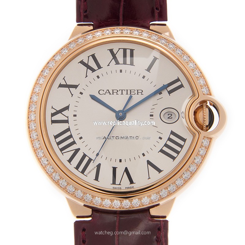 Cartier BALLON BLEU WJBB0035 Automatic 18kt Rose Gold & Diamonds White