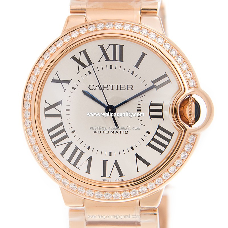 Cartier BALLON BLEU WJBB0037 Automatic 18kt Rose Gold & Diamonds White