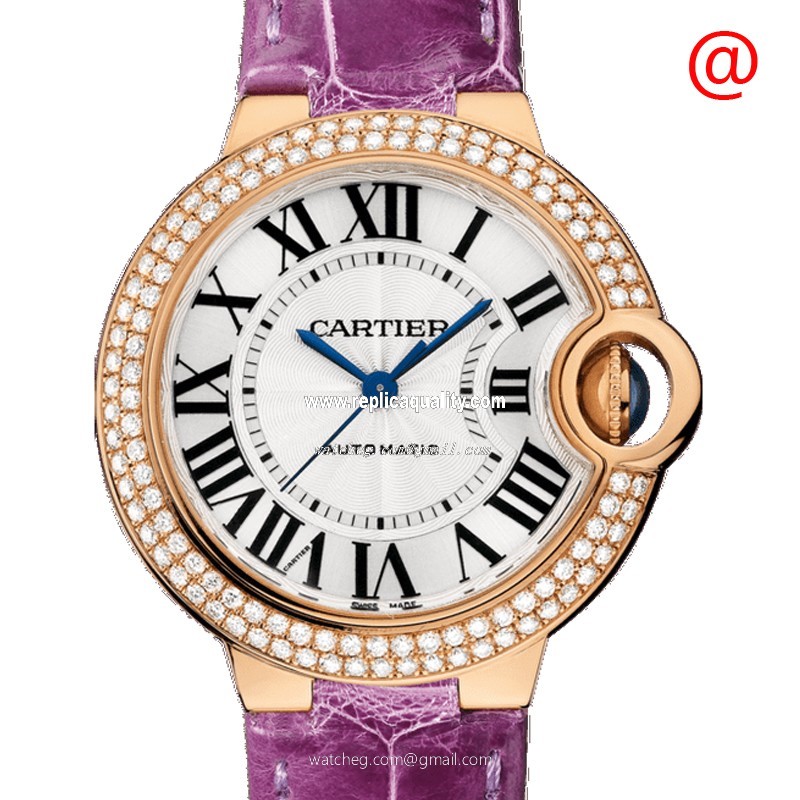 Cartier BALLON BLEU WJBB0051 Automatic 18kt Rose Gold & Diamonds Silver