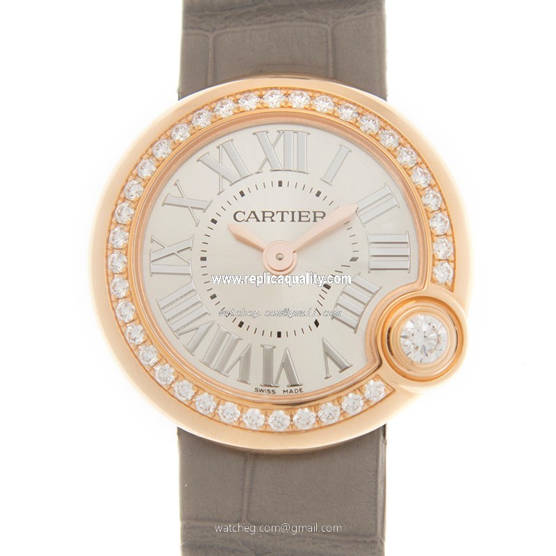 Cartier BALLON BLANC DE CARTIER WJBL0006 Quartz 18kt Rose Gold & Diamonds Silver