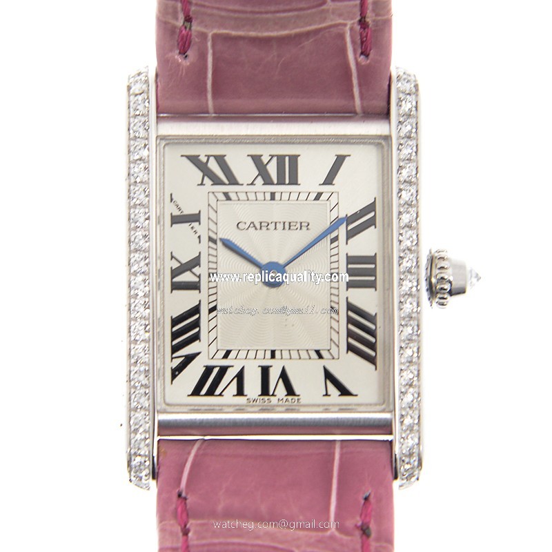 Cartier TANK WJTA0011 Manual Wind 18kt White Gold & Diamond Silver