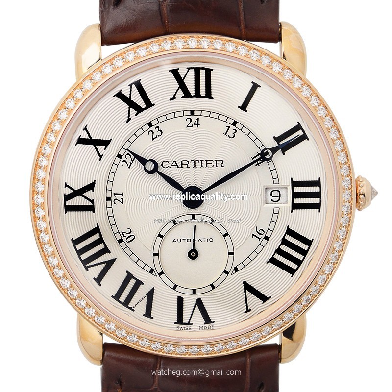 Cartier RONDE LOUIS CARTIER WR007017 Automatic 18kt Rose Gold & Diamonds Silver