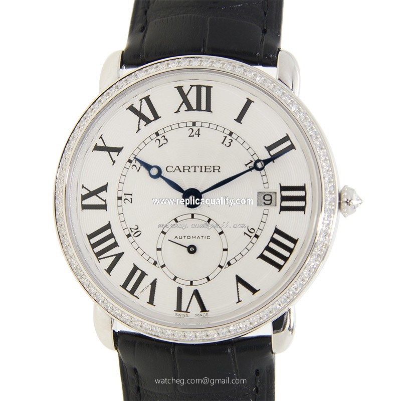 Cartier RONDE LOUIS CARTIER WR007018 Automatic 18kt White Gold & Diamond Silver