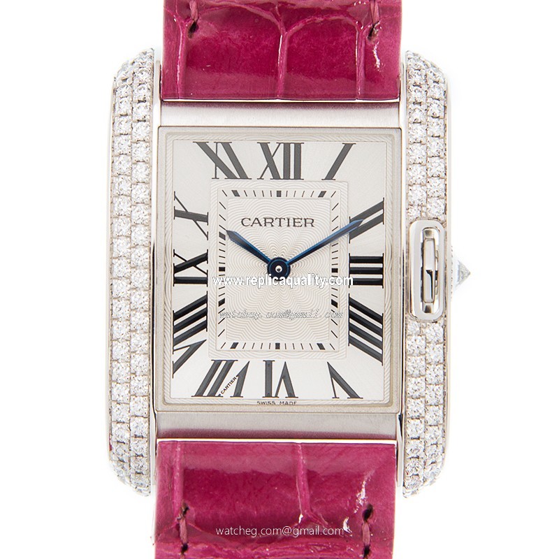 Cartier TANK WT100030 Quartz 18kt White Gold & Diamond White