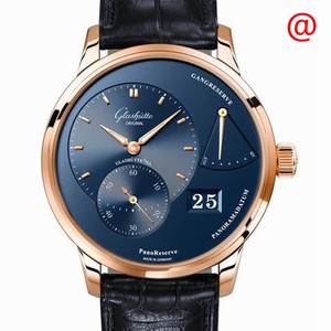 Glashutte PANO 1-65-01-04-15-30 Manual Wind 18kt Rose Gold Dark Blue 