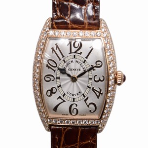 Franck Muller CINTREE CURVEX 1752 QZ REL D (5N) Quartz 18kt Rose Gold & Diamonds Silver