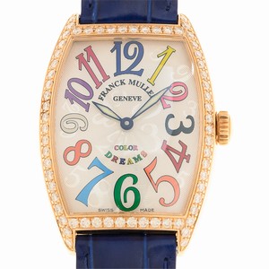Franck Muller CINTREE CURVEX 2852 B QZ COL DRM D 1R - BLUE STRAP Quartz 18kt Rose Gold & Diamonds Silver