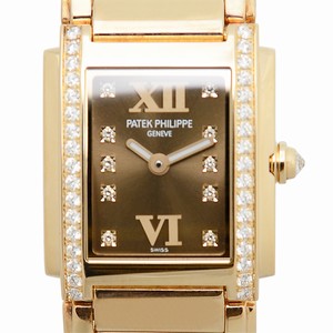Patek Philippe TWENTY-4 4908/11R-010 Quartz 18kt Rose Gold & Diamonds Dark Brown 