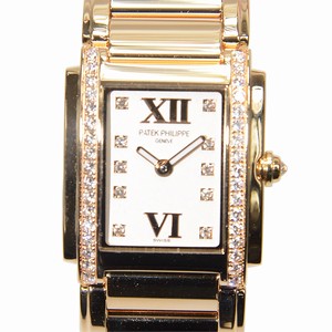 Patek Philippe TWENTY-4 4908/11R-011 Quartz 18kt Rose Gold & Diamonds Silver