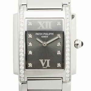 Patek Philippe TWENTY-4 4910/10A-010 Quartz Stainless Steel & Diamonds Dark grey 