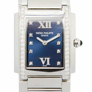 Patek Philippe TWENTY-4 4910/10A-012 Quartz Stainless Steel & Diamonds Blue 