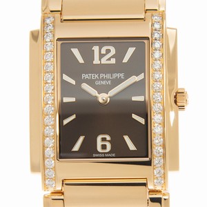 Patek Philippe TWENTY-4 4910/1201R-001 Quartz 18kt Rose Gold & Diamonds Brown 