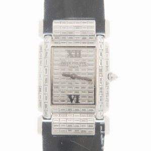 Patek Philippe TWENTY-4 4911G-001 Quartz 18kt White Gold & Diamond Silver