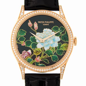 Patek Philippe CALATRAVA 5077/100R-027 Automatic 18kt Rose Gold & Diamonds Black