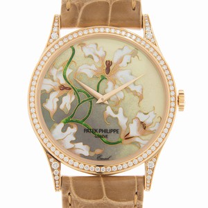 Patek Philippe RARE HANDCRAFTS 5077/100R-036 Automatic 18kt Rose Gold & Diamonds Light Brown