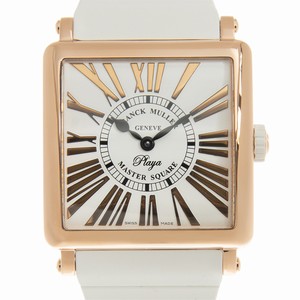 Franck Muller MASTER SQUARE 6002 M QZ REL R PLY (5N)-WT STRAP Quartz 18kt Rose Gold White