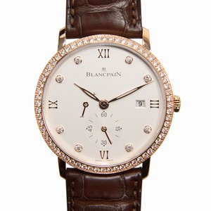 Blancpain VILLERET 6606-2987-55B Manual Wind 18kt Rose Gold & Diamonds White