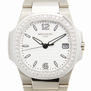 Patek Philippe NAUTILUS 7010/1G-011 Quartz 18kt White Gold & Diamond Silvery & White