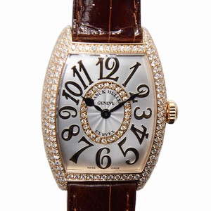 Franck Muller CINTREE CURVEX 7502 QZ REL D CD 1R (5N) Quartz 18kt Rose Gold & Diamonds Silver