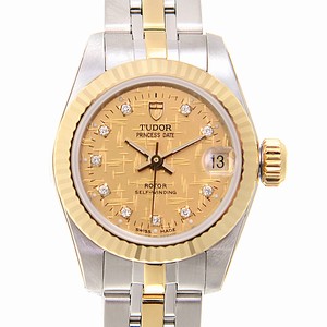 Tudor PRINCESS DATE 92513-62423-10DI-CHCL Automatic Gold & Steel Gold