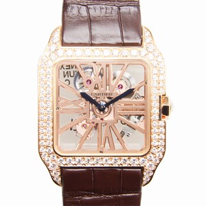 Cartier SANTOS HPI00587 Manual Wind 18kt Rose Gold & Diamonds Transparent Skull