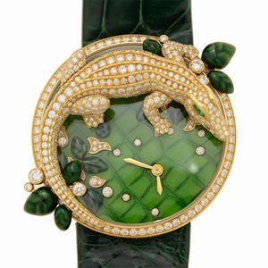 Cartier BESTIAIRE HPI00714 Quartz 18kt Gold & Diamond & Steel Dark green 