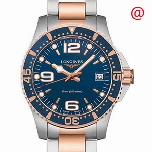 Longines CONQUEST L3.340.3.98.7 Quartz 18kt Rose Gold & Steel Blue 
