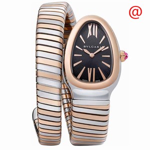 Bulgari SERPENTI TUBOGAS 102123 Quartz 18kt Rose Gold & Steel Black