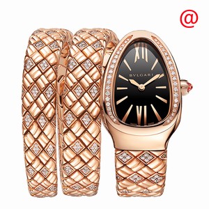 Bulgari SERPENTI SPIGA 103252 Quartz 18kt Rose Gold & Diamonds Black