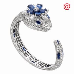Bulgari SERPENTI SECRET 103020 Quartz 18kt White Gold & Sapphire Silver