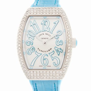 Franck Muller VANGUARD V 32 QZ D (AC.BL) Quartz Stainless Steel & Diamonds Silver