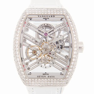 Franck Muller VANGUARD V 45 S6 SQT D (AC.BC) Manual Wind Stainless Steel & Diamonds Silver