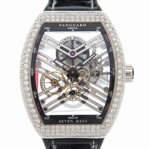 Franck Muller VANGUARD V 45 S6 SQT D (OG.NR) Manual Wind 18kt White Gold & Diamond Transparent Skull