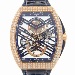 Franck Muller VANGUARD V 45 S6 SQT D YACHTING (5N.BL) Manual Wind 18kt Rose Gold & Diamonds Transparent Skull