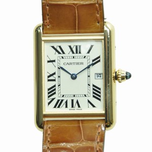 Cartier TANK W1529756 Quartz 18kt Yellow Gold Silvery & White