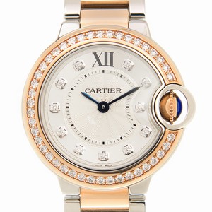 Cartier BALLON BLEU W3BB0009 Quartz 18kt Rose Gold & Diamonds Silver