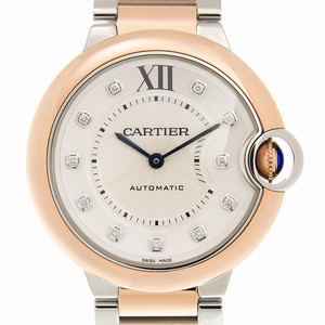 Cartier BALLON BLEU W3BB0013 Automatic 18kt Rose Gold & Steel Silvery & White