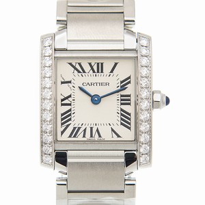 Cartier TANK W4TA0008 Quartz Stainless Steel & Diamonds Silver