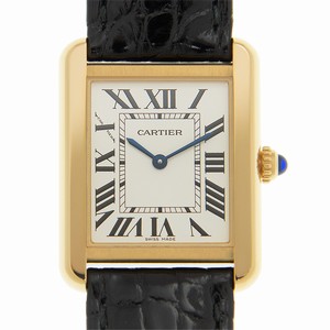 Cartier TANK W5200002 Quartz 18kt Yellow Gold Silvery & White