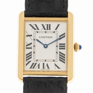 Cartier TANK W5200004 Quartz 18kt Yellow Gold Silvery & White