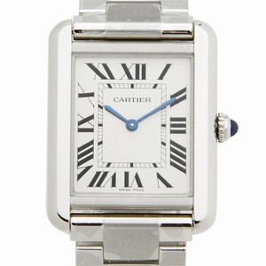 Cartier TANK W5200013 Quartz Stainless Steel Silvery & White
