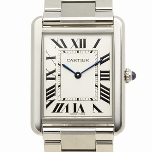Cartier TANK W5200014 Quartz Stainless Steel Silvery & White