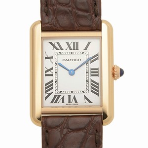 Cartier TANK W5200024 Quartz 18kt Rose Gold Silvery & White