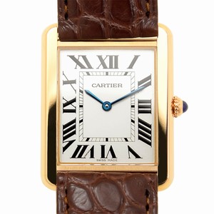 Cartier TANK W5200025 Quartz 18kt Rose Gold & Steel Silvery & White