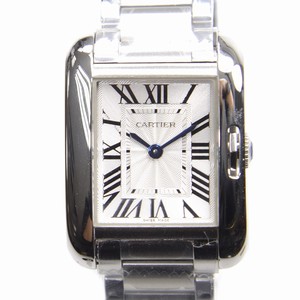 Cartier TANK W5310022 Quartz Stainless Steel Silvery & White