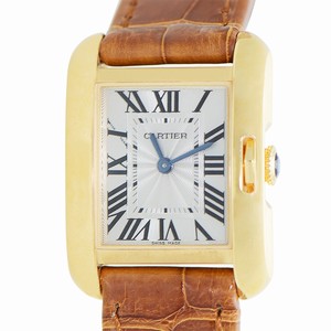 Cartier TANK W5310028 Quartz 18kt Yellow Gold Silvery & White