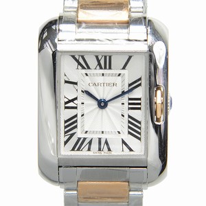 Cartier TANK W5310036 Quartz 18kt Rose Gold & Steel Silvery & White