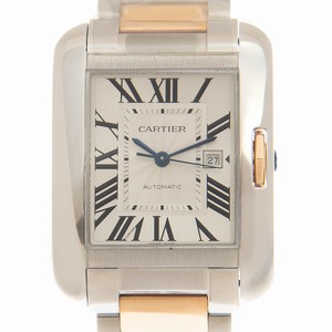 Cartier TANK W5310037  Automatic Stainless Steel Silvery & White