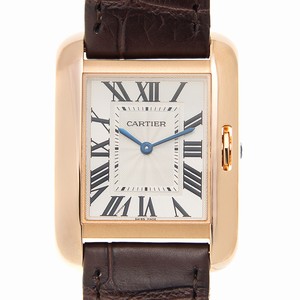 Cartier TANK W5310042 Quartz 18kt Rose Gold Silvery & White